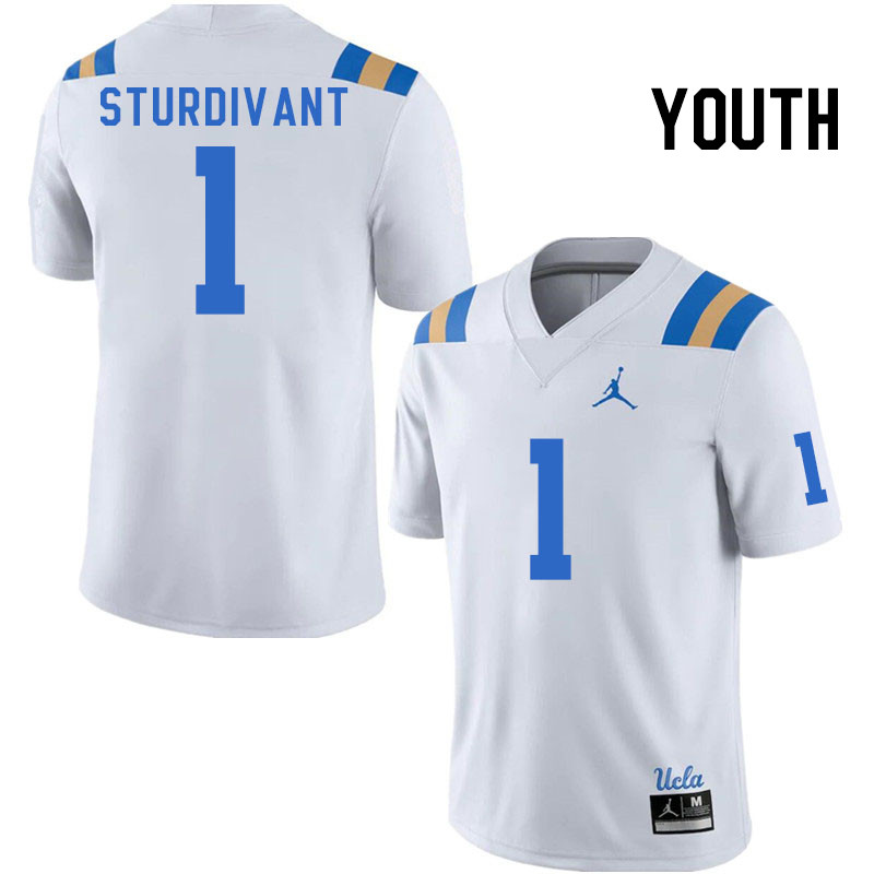Youth #1 J.Michael Sturdivant UCLA Bruins College Football Jerseys Stitched Sale-White
